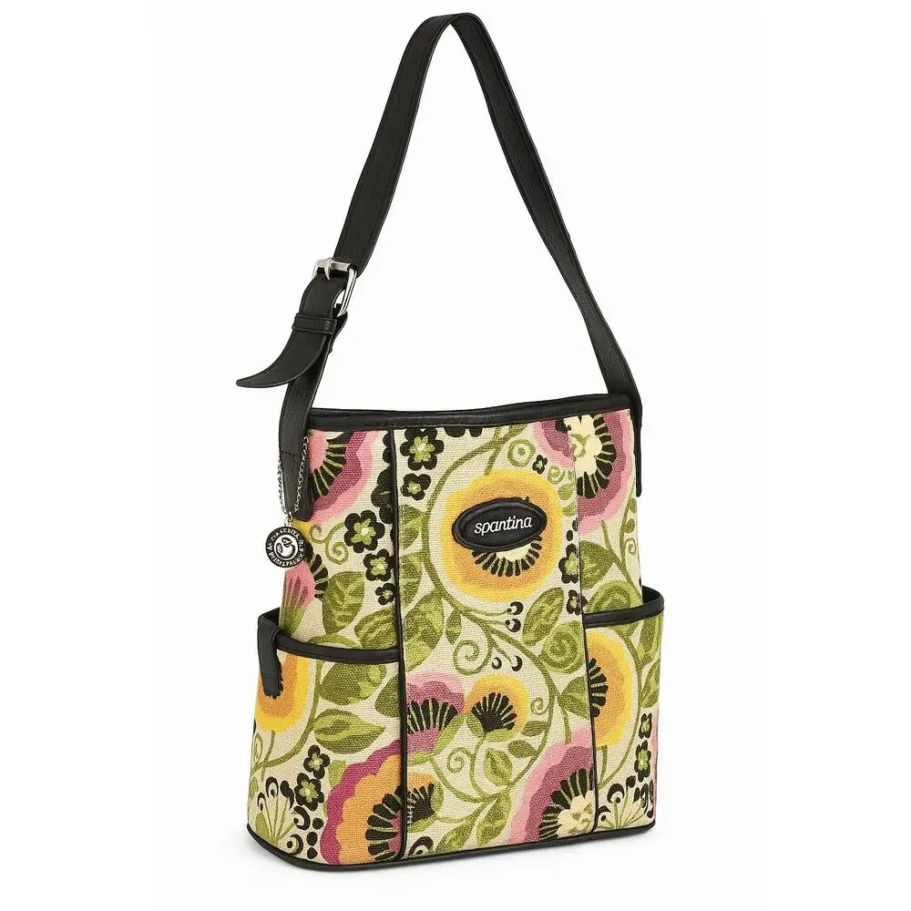 Spartina 449 Daufuskie Island Linen Leather Tote Purse Floral
